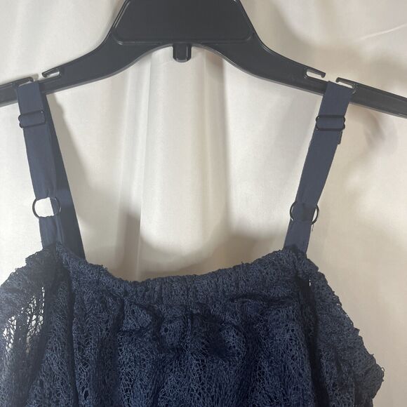 Bloomchic Blue Cold Shoulder Contrast Lace Pocket Rifle Herm Midi Dress Size 12 - Picture 8 of 8